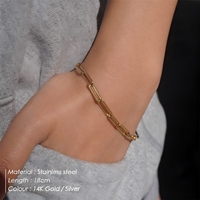 Bracelet unisexe en acier inoxydable avec chaîne trombone couleur argent eManco Classic, plaqué or 14 carats, cadeau de vacances, bijoux en gros