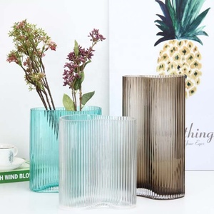 Jarrones <span class=keywords><strong>de</strong></span> <span class=keywords><strong>vidrio</strong></span> con Diseño a rayas para decoración del hogar, jarrón <span class=keywords><strong>de</strong></span> <span class=keywords><strong>vidrio</strong></span> con diseño moderno, jarrón <span class=keywords><strong>de</strong></span> suelo con diseño <span class=keywords><strong>de</strong></span> rayas recicladas - Product Image 5