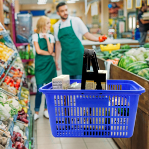 20 L Grocery <b>Basket</b> With Handles Portable Large <b>Plastic</b> Shopping <b>Basket</b> Grocery Shopping <b>Baskets</b> With Handles for Retail Stores - Product Image 5