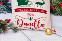 Sac de Noël personnalisé en toile grand format 50*70CM, motif Pôle Nord Express, avec cordon de serrage, pour collection de Noël