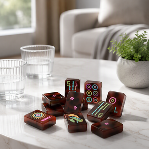 Beliebtes <span class=keywords><strong>Lamber</strong></span> Tortoiseshell Joy Series Mahjong-Set, einlagig, gravierte amerikanische Mahjong-Spielsteine für Freundestreffen - Product Image 5