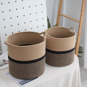 Cesta de plantas para sala de estar Cesta de cuerda de yute extra grande para almacenamiento Cesta de lavandería tejida con asas - Product Image 3