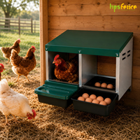 Nichoir automatique moderne pour poules d'extérieur, 2 compartiments en plastique avec plateau de collecte des œufs pour poules pondeuses