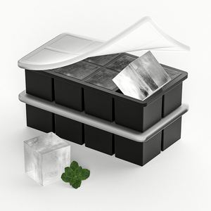 Moules à glaçons de qualité alimentaire sans BPA, bac à glaçons empilable, grands bacs à glaçons en silicone pour whisky avec couvercle - Product Image 1
