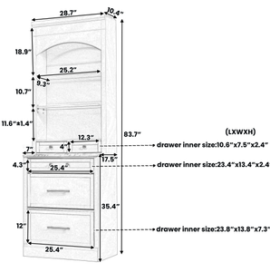 Modern 83.7-inch High Freestanding Kitchen Pantry Tall Kitchen Hutch with Faux Marble Top Kitchen <b>Storage</b> <b>Sideboard</b> - Product Image 6