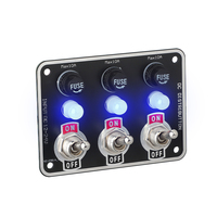 Boîtier de fusibles et interrupteurs à bascule 3 gangs avec indicateur LED bleu marche/arrêt pour bateaux, camping-cars et camions