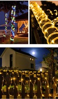 Nouvelles guirlandes lumineuses solaires LED de Noël pour l'extérieur, étanches IP65, avec télécommande, tubes lumineux en fil de cuivre pour la décoration de la cour