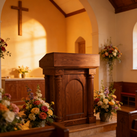 Pupitre d'église moderne en bois massif pour séminaires et écoles théologiques, salons et événements cérémoniels en extérieur - Écologique