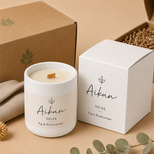 AIKUN Supplier <b>Bulk</b> Neutral Earth Tone Gift Box Ceramic Scented <b>Candle</b> for Living Room Spa Hotel Eid - Product Image 3