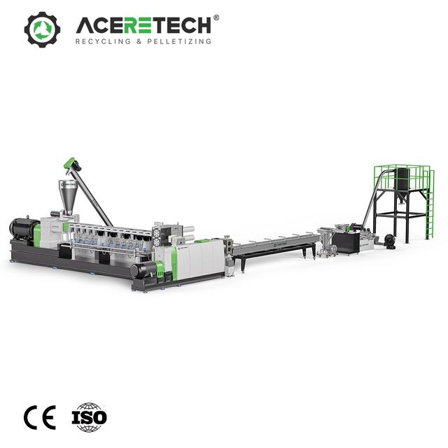 300-700kg/h Waste Plastic Twin Screw Extruder Recycling Pelletizing Machine for PE/EVA Filled With CaCO3 ATE75