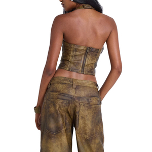 <span class=keywords><strong>Pantaloni</strong></span> in Ecopelle Vegana Lavata Personalizzati, <span class=keywords><strong>Pantaloni</strong></span> Larghi in <span class=keywords><strong>Finta</strong></span> <span class=keywords><strong>Pelle</strong></span>, Moda Femminile Unica - Product Image 3