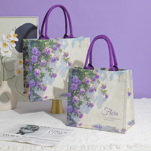 Haut <span class=keywords><strong>de</strong></span> gamme violet toile sac à main Portable <span class=keywords><strong>Secret</strong></span> Garden cadeau pour mariage mariée garçons d'honneur vacances cadeau donnant scène - Product Image 4