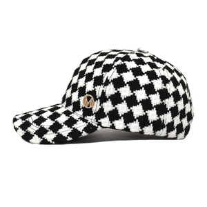 Summer Fashion Woven Checked Fabric <b>Plain</b> Baseball <b>Cap</b> - Product Image 6