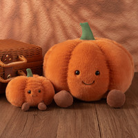 Maßgefertigter Plüsch-Kürbis mit Weichem Orangefarbenen Fell, Niedlichem Lächeln und Cord-Details - Individuelle Größen & Farben, Unisex Halloween Heimdekoration Geschenk