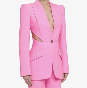 नई फैशन कस्टम साइकेडेलिक में घटा एकल छाती जैकेट गुलाबी कटआउट महिलाओं के ब्लेज़र जैकेट स्टाइलिश देवियों सूट रंगीन जाकेट - Product Image 2