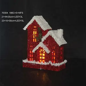 Giáng sinh nghệ thuật Deco mini nhà Xmas cảnh gỗ sợi quang nhỏ giáng sinh làng nhà cho kỳ nghỉ trang trí