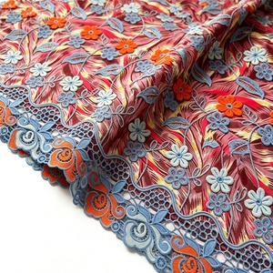 Tissu africain de luxe <span class=keywords><strong>en</strong></span> <span class=keywords><strong>pagne</strong></span> wax hollandais avec broderie 3D et appliques <span class=keywords><strong>en</strong></span> dentelle, 3 yards, assorti à un <span class=keywords><strong>pagne</strong></span> wax princesse 100% coton - Product Image 3