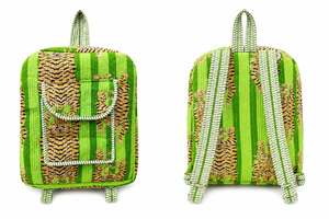 Quilted Cotton Durable Bohemian Student <b>Backpack</b> Tiger Stripe Print Detachable Strap 15 Inches Open Closure School <b>Travel</b> <b>Bag</b> - Product Image 4