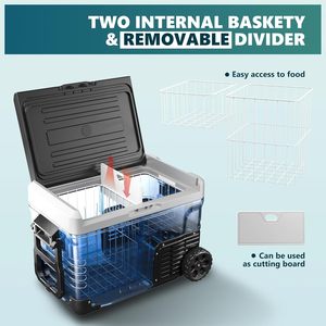 EUHOMY 37Qt Electric Cooler <b>Portable</b> Fridge 12V 24V DC 100-240V <b>AC</b> With Wheels Multifunction Black Gray - Product Image 2