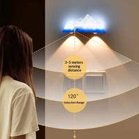 Lampu Dinding Sensor Gerak Gunung Salju Minimalis Modern, Lampu Malam Magnetik dengan Remote Control untuk Koridor dan Lorong