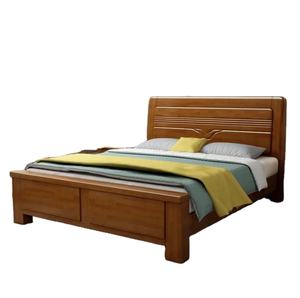 Lit en bois massif usine de prix de gros hôtel appartement chambre à coucher ensemble lit double en bois massif grande taille - Product Image 3