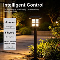 Lampe solaire de jardin extérieure étanche IP65 à LED pour allée, pelouse, avec détecteur de mouvement, décorative, sur piquet, pour patio