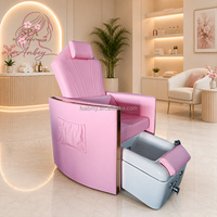Fauteuil de pédicure de luxe en cuir PU européen sans tuyauterie, avec spa pour les pieds et lumières LED, pour salon de manucure, vente en gros
