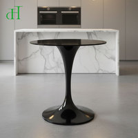 Table de salle à manger ronde pneumatique moderne avec piétement métallique robuste réglable, table de bistrot pour hôtel et restaurant