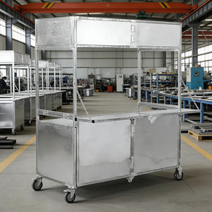 Remorque alimentaire mobile pliable en acier inoxydable à 4 roues pour café, bonbons, crème glacée, hot-dogs, frites – Résistante à la rouille pour entreprise mobile - Product Image 3