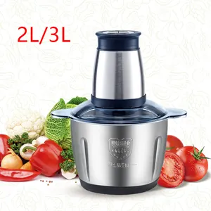 OEM Multifunctional Kitchen Food Grinders Meat Chopper Small 2L 3L Automatic Electric Stainless Steel Meat Grinder For Home