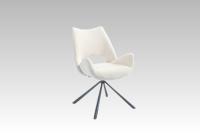 Nouvelle tendance, style nordique, housse en tissu, pieds en métal rembourrés avec 180 °   Chaise de salle à manger pivotante avec fonction de retour automatique et accoudoirs