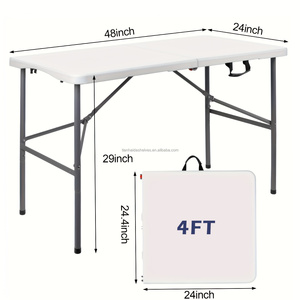 <span class=keywords><strong>Table</strong></span> <span class=keywords><strong>pliante</strong></span> portable d'extérieur blanche de 6/8 pieds, <span class=keywords><strong>table</strong></span> de restaurant pliable, ensemble de tables et chaises en plastique pour événements et fêtes - Product Image 2