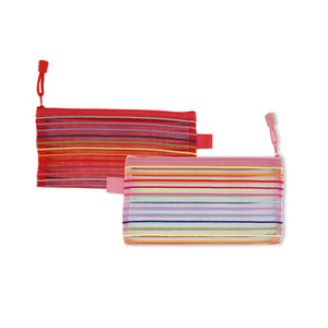 Astuccio in tessuto di Nylon con Design a righe con cerniera liscia - Product Image 3