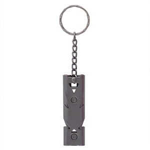 Sifflet de survie à double tube, haute fréquence, en acier inoxydable, outil de signalisation d'urgence en plein air, gris, durable - Product Image 1
