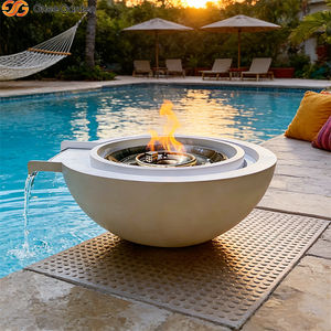 Mesa de Fogata para Piscina de Acero Corten Blanco - Fuente en Cascada con Calentador de Propano sin Humo (Ecológico 50000-74999 BTU) para Lujo - Product Image 4