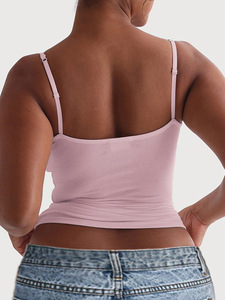 Luluxixiyaya <span class=keywords><strong>Canotta</strong></span> a Costine <span class=keywords><strong>Sottili</strong></span> Regolabili, Vestibilità Slim, Senza Maniche, Scollo Curvo, Lunghezza Crop, Micro Rib - Product Image 2