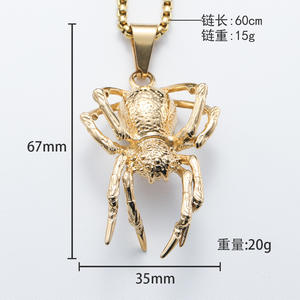 Collier Offre Spéciale en acier inoxydable Hip Hop Cool or argent Punk collier à mon fils Cool araignée pendentif collier pour hommes - Product Image 5