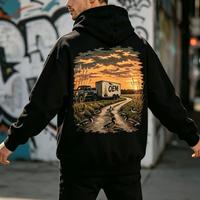 Sweat-shirts à capuche personnalisés pour hommes, style hip-hop, impression graphique en gros, avec impression par transfert thermique.