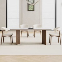 Rosegia ZCZ0652 Mesa de Comedor Moderna de 6 Plazas, Ensamblada a Mano, Ecológica, con Chapa de Nogal Sólido y Tapa de Mármol, para Hogar u Hotel