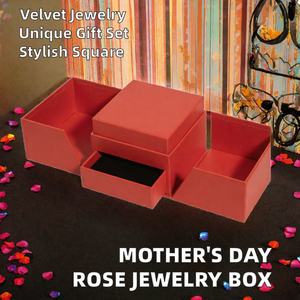 Boîte cadeau pour bijoux avec double couvercle rabattable et tiroir coulissant, rangement pour bagues, colliers, boucles d'oreilles, solution d'emballage personnalisée disponible - Product Image 2