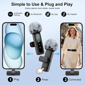 Mini microphone sans fil pour iPhone - Microphone cravate à réduction de bruit pour iPad, Android, mini microphone à clip, idéal pour Vlog <span class=keywords><strong>Tiktok</strong></span> - Product Image 3