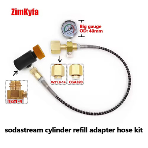 Adaptador de Recarga para Cilindro de CO2 SodaStream con Manómetro de Presión Radial/Axial de 250 Bares y Manguera de 50 cm - Product Image 2