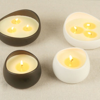 Pot à bougie en céramique mate de forme irrégulière, ovale, en forme de galet, vide, pour bougies DIY en cire de soja parfumée, décoration de table