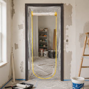 Barrière anti-poussière en plastique à fermeture éclair pour porte, 1,2 m x 2,2 m, couverture temporaire idéale pour la peinture, les travaux de cloisons sèches <span class=keywords><strong>et</strong></span> les rénovations, installation rapide - Product Image 1