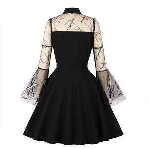 Manches évasées broderie femmes rétro Sexy <span class=keywords><strong>gothique</strong></span> robes Sexy dame <span class=keywords><strong>grande</strong></span> <span class=keywords><strong>taille</strong></span> fête de mariage robe de vacances - Product Image 2