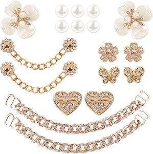 จี้ตกแต่งรองเท้าแบบมีประกายวิบวับ สายโซ่ประดับรองเท้า จี้ตกแต่งรองเท้าสำหรับผู้หญิง ประดับมุก ดอกไม้ ตกแต่งรองเท้าแบบสวม คริสตัล ไรน์สโตน - Product Image 1