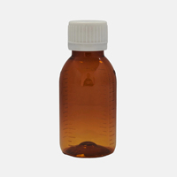 Bouteille en PET de 90 ml pour sirop oral pharmaceutique ambré, bouteille en plastique PET pour complément alimentaire |   Bouteille en plastique à quatre graduations en vente