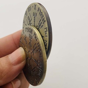 Runa vikinga y Cthulhu Mythos Moneda de doble cara WJB32 Solomon Sun Seal bronce antiguo chapado oculto coleccionable - Product Image 4