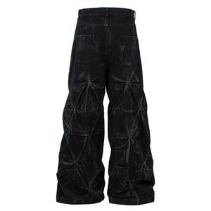 بنطلون جينز رجالي فضفاض عالي الجودة بتصميم عصري ممزق من القطن بأسلوب كاجوال وعتيق - Product Image 4