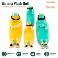 Peluche banane douce et rembourrée, coussin long en forme de banane avec bandeau, jaune et vert, OEM ODM personnalisé, vente en gros